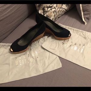 Stuart Weitzman Anna Suede Peep-Toe Shoes